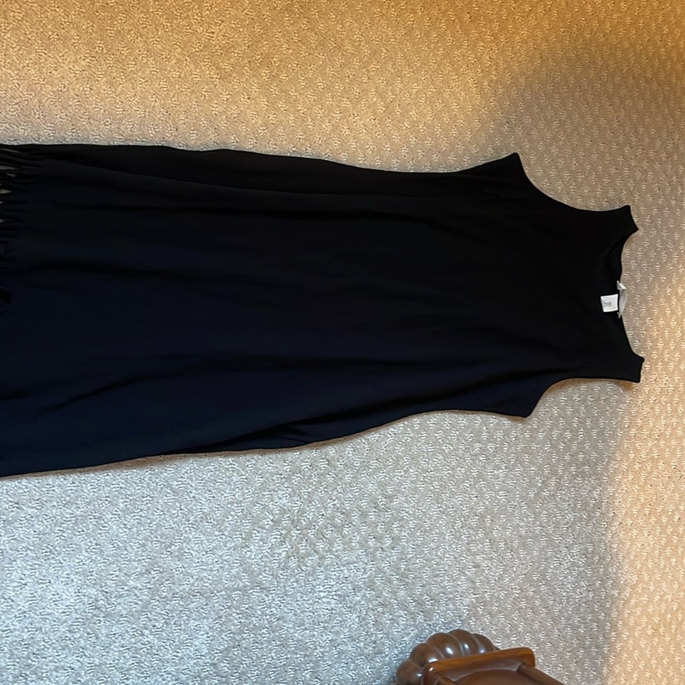 Black H & M bodycon dress with fringe bottom